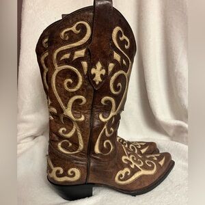 Tony Lama Tan and Brown womens western boots